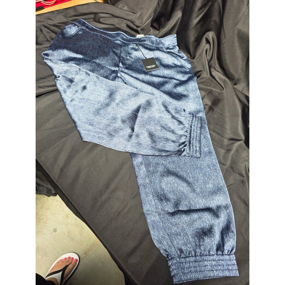 Simply Vera Vera Wang Womens XXL Blue Denim Print Satin Jogger Pants WV42X113RP